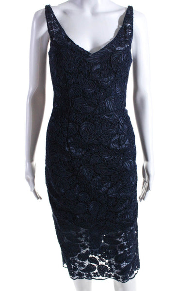 ML Monique Lhuillier Womens Follow Suit Sheath Blue Size 0 10809808