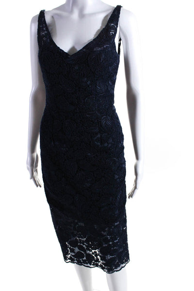 ML Monique Lhuillier Womens Follow Suit Sheath Blue Size 0 10809808