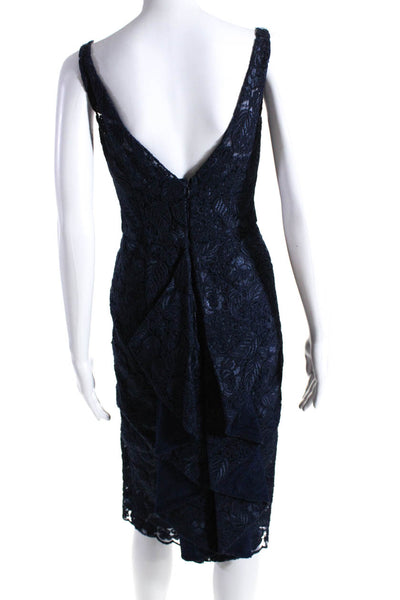 ML Monique Lhuillier Womens Follow Suit Sheath Blue Size 0 10809808