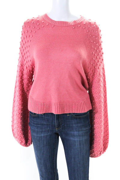 (nude) Womens Pink Pom Sleeve Sweater Pink Size 6 11545095