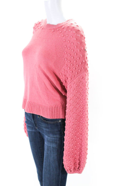 (nude) Womens Pink Pom Sleeve Sweater Pink Size 6 11545095