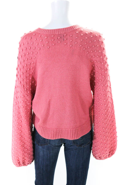 (nude) Womens Pink Pom Sleeve Sweater Pink Size 6 11545095