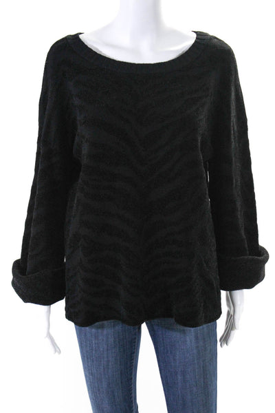 Slate & Willow Womens Animal Print Sweater Black Size 4 11599290