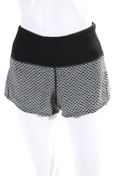 Lululemon Womens Abstract Print High Rise Athletic Shorts Black White Size 4