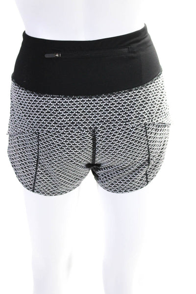 Lululemon Womens Abstract Print High Rise Athletic Shorts Black White Size 4