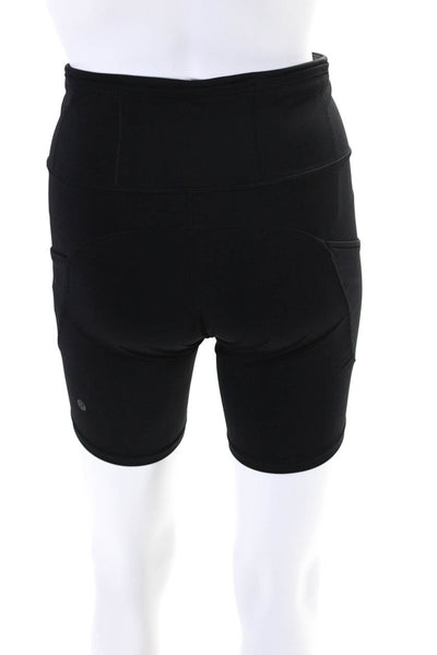 Lululemon Womens High Rise Pull On Athletic Stretch Biker Shorts Black Size 6