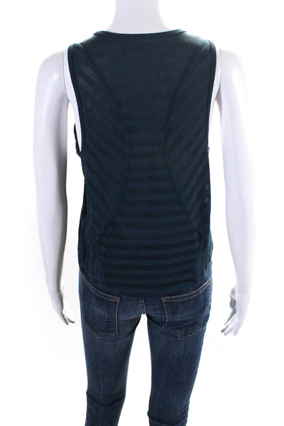 Lululemon Womens Striped Sleeveless Crew Neck Pullover Tank Top Navy Blue Size 0