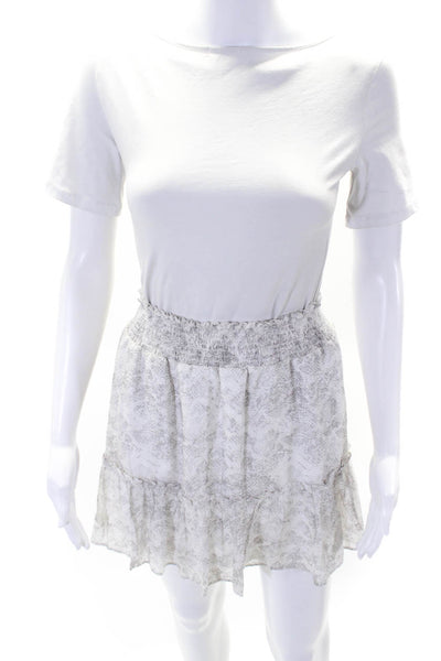 Intermix Womens Silk Snakeskin Print A Line Skirt White Grey Size Petite