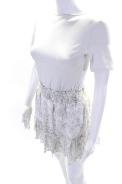 Intermix Womens Silk Snakeskin Print A Line Skirt White Grey Size Petite