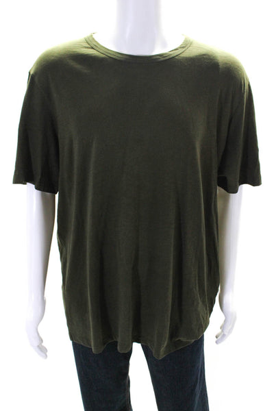 Theory Men's Round Neck Short Sleeves Basic T-Shirt Olive Green Size XXL