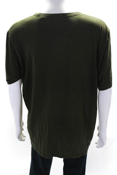 Theory Men's Round Neck Short Sleeves Basic T-Shirt Olive Green Size XXL