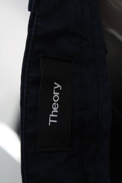 Theory Mens Button Closure Flat Front Straight Leg Dress Pant Navy Blue Size 38