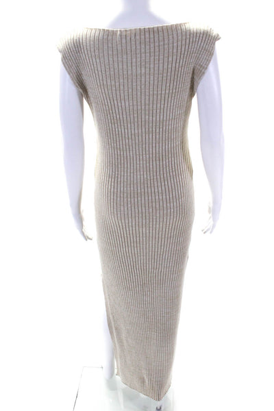 Anna Quan Womens Sleeveless Boat Neck Ribbed Knit Long Dress Brown Size 12