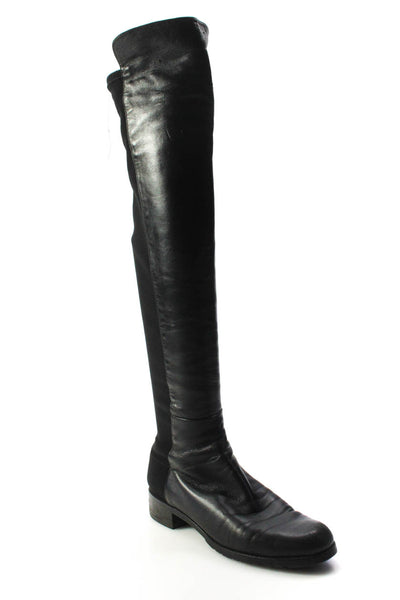 Stuart Weitzman Womens 50/50 Leather Ponte Over Knee Boots Black Size 8.5