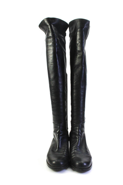 Stuart Weitzman Womens 50/50 Leather Ponte Over Knee Boots Black Size 8.5