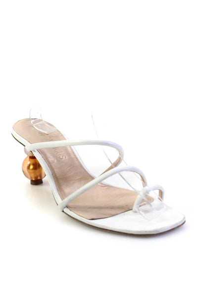 Jacquemus Womens Leather Toe Ring Slide On Sandal Heels White Size 40 10