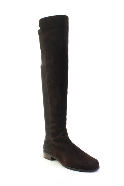 Stuart Weitzman Womens 50/50 Suede Ponte Over Knee Boots Dark Brown Size 8.5