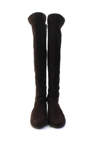 Stuart Weitzman Womens 50/50 Suede Ponte Over Knee Boots Dark Brown Size 8.5