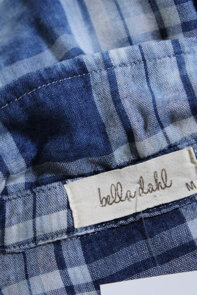 Bella Dahl Womens Acid Washed Plaid Button Up Shirt Blouse Blue Size Medium