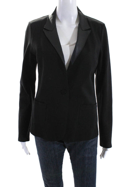 Velvet by Graham & Spencer Womens Faux Leather Lapel Blazer Jacket Black Medium