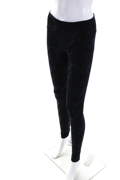 Lululemon Womens Damask Print Ankle Leggings Pants Navy Blue Black Size 6