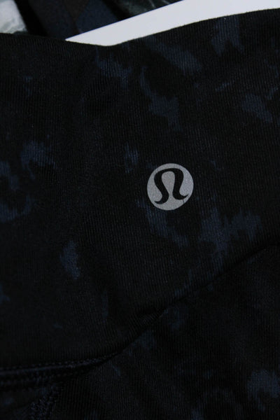 Lululemon Womens Damask Print Ankle Leggings Pants Navy Blue Black Size 6