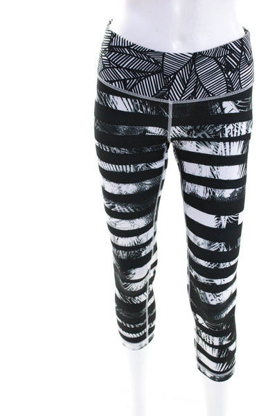 Lululemon Womens Abstract Striped Crop Capri Leggings Black White Size 6