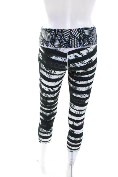 Lululemon Womens Abstract Striped Crop Capri Leggings Black White Size 6