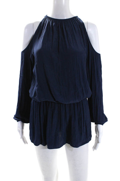 Ramy Brook Womens Off Shoulder Mini Drop Waist Dress Navy Blue Size Extra Small