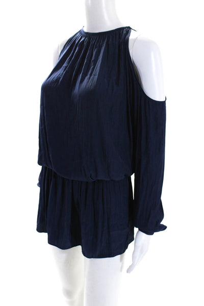 Ramy Brook Womens Off Shoulder Mini Drop Waist Dress Navy Blue Size Extra Small