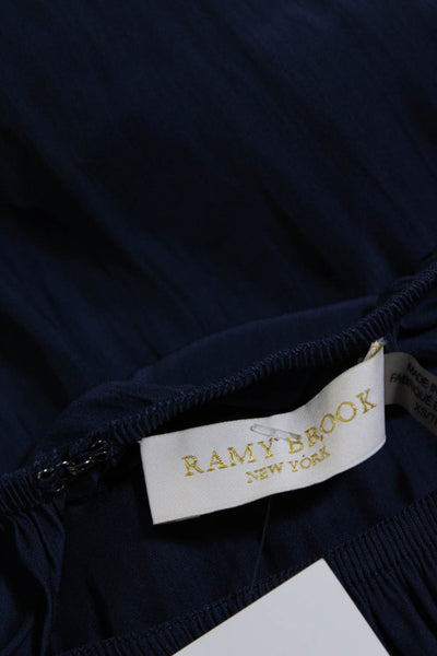 Ramy Brook Womens Off Shoulder Mini Drop Waist Dress Navy Blue Size Extra Small