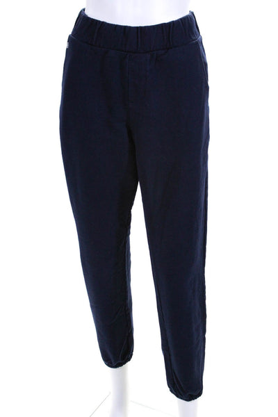 Figs Womens Elastic Waistband High Rise Jogger Pants Navy Blue Cotton Medium