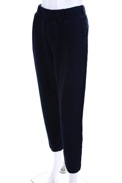 Figs Womens Elastic Waistband High Rise Jogger Pants Navy Blue Cotton Medium