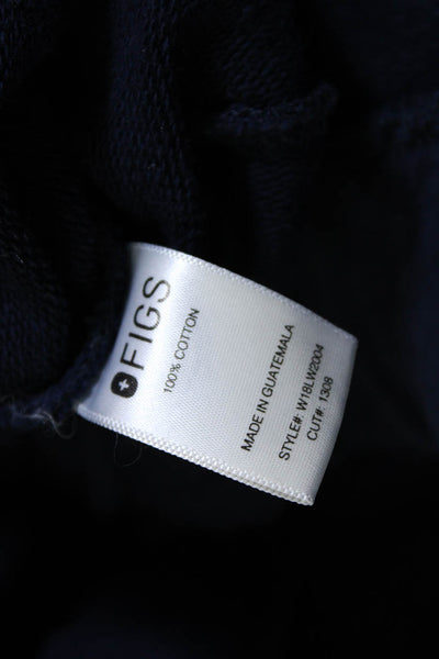 Figs Womens Elastic Waistband High Rise Jogger Pants Navy Blue Cotton Medium