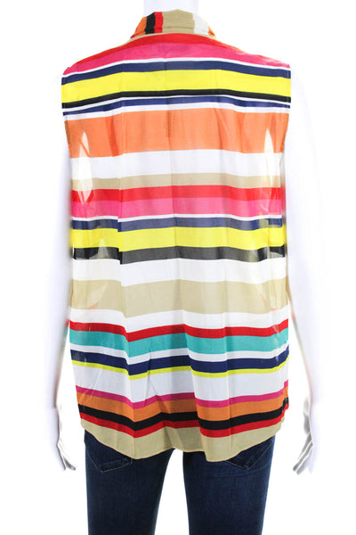 Alice + Olivia Womens Sleeveless Silk Striped Wrap Top Multicolored Size Medium