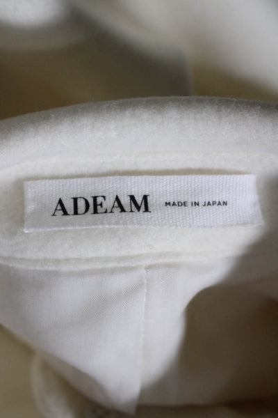 Adeam Womens Cream Wool Collar Faux Pockets Long Sleeve Cape Coat Size 4