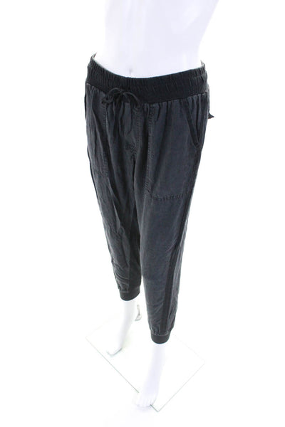 Splendid Womens Linen Blend Drawstring Jogger Pants Black Size Extra Small