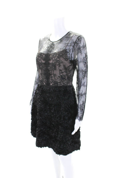 nha khanh Womens Black Angelica Lace Swan Dress Black Size 8 10440317