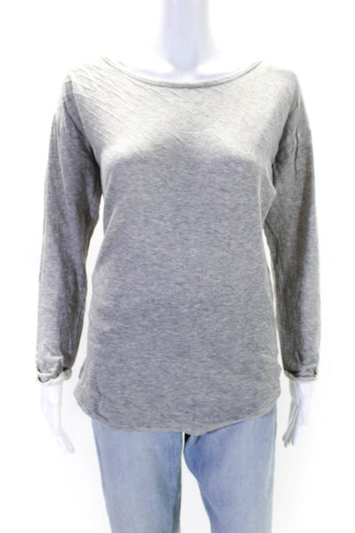 Isabel Marant Etoile Womens Cotton Gray Textured Crew Neck Knit Top Size 1