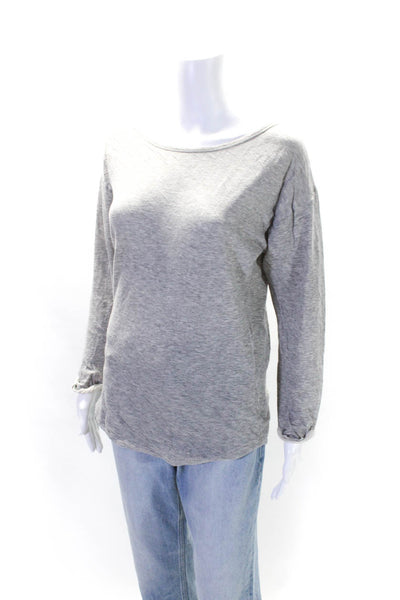 Isabel Marant Etoile Womens Cotton Gray Textured Crew Neck Knit Top Size 1