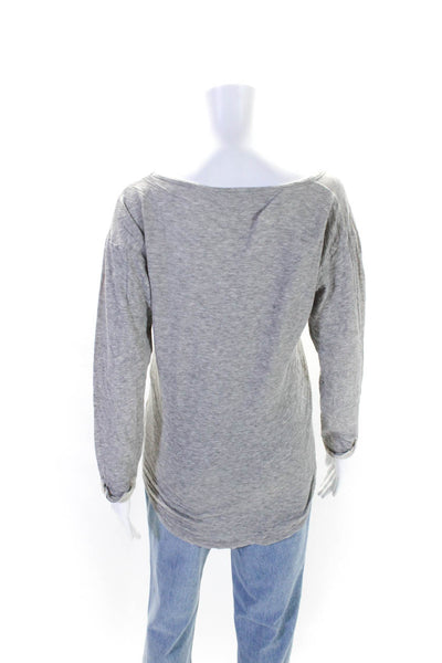 Isabel Marant Etoile Womens Cotton Gray Textured Crew Neck Knit Top Size 1