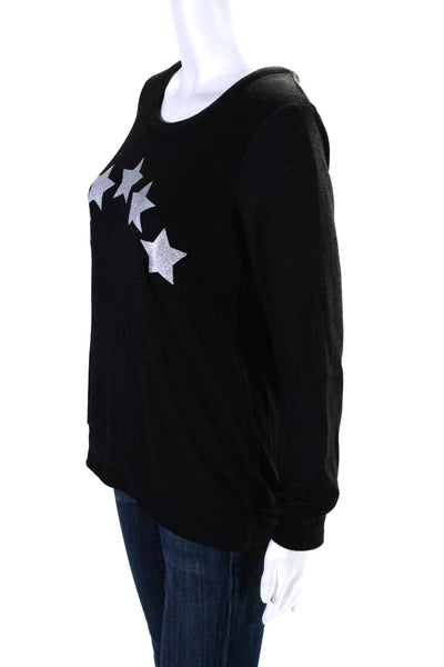 Chaser Womens Fleece Glitter Star Pullover Top Sweatshirt Gray Size Medium