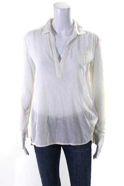 James Perse Womens Long Sleeve Voile Button Up Top Blouse White Size 1