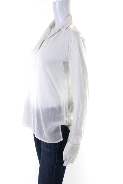 James Perse Womens Long Sleeve Voile Button Up Top Blouse White Size 1