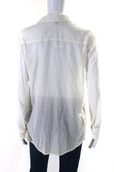 James Perse Womens Long Sleeve Voile Button Up Top Blouse White Size 1