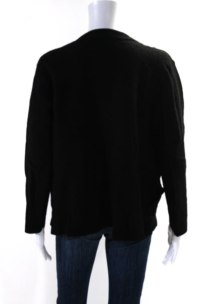 Theory Womens Open Front Felt Cardigan Sweater Black Wool Size Extra Large