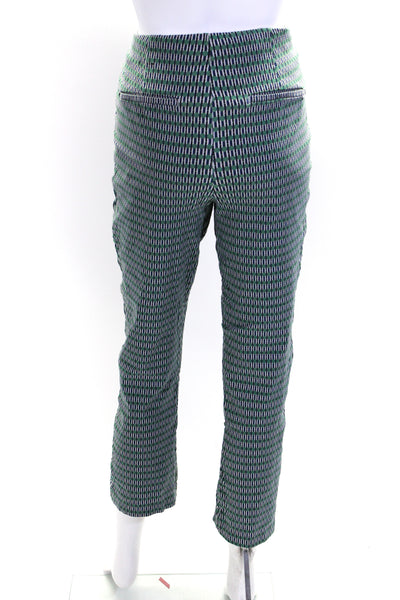 Rachel Zoe Womens Green Printed High Rise Pull On Straight Leg Pants Size 8