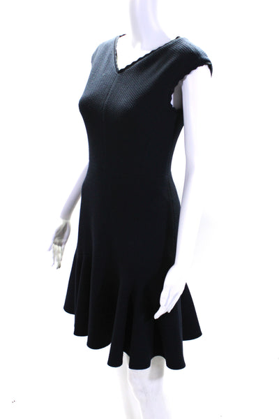 Rebecca Minkoff Womens Navy Textured Scalloped Sleeveless Shift Dress Size XS