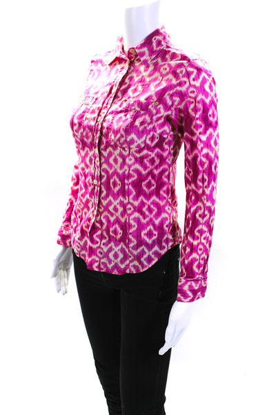 Michael Michael Kors Womens Pink Printed Long Sleeve Button Down Shirt Size P