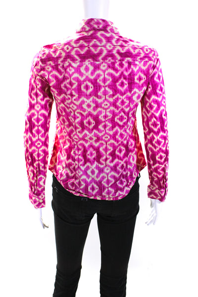 Michael Michael Kors Womens Pink Printed Long Sleeve Button Down Shirt Size P